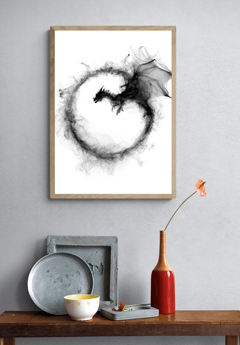 Smoke Dragon Abstract Poster. — room view 3