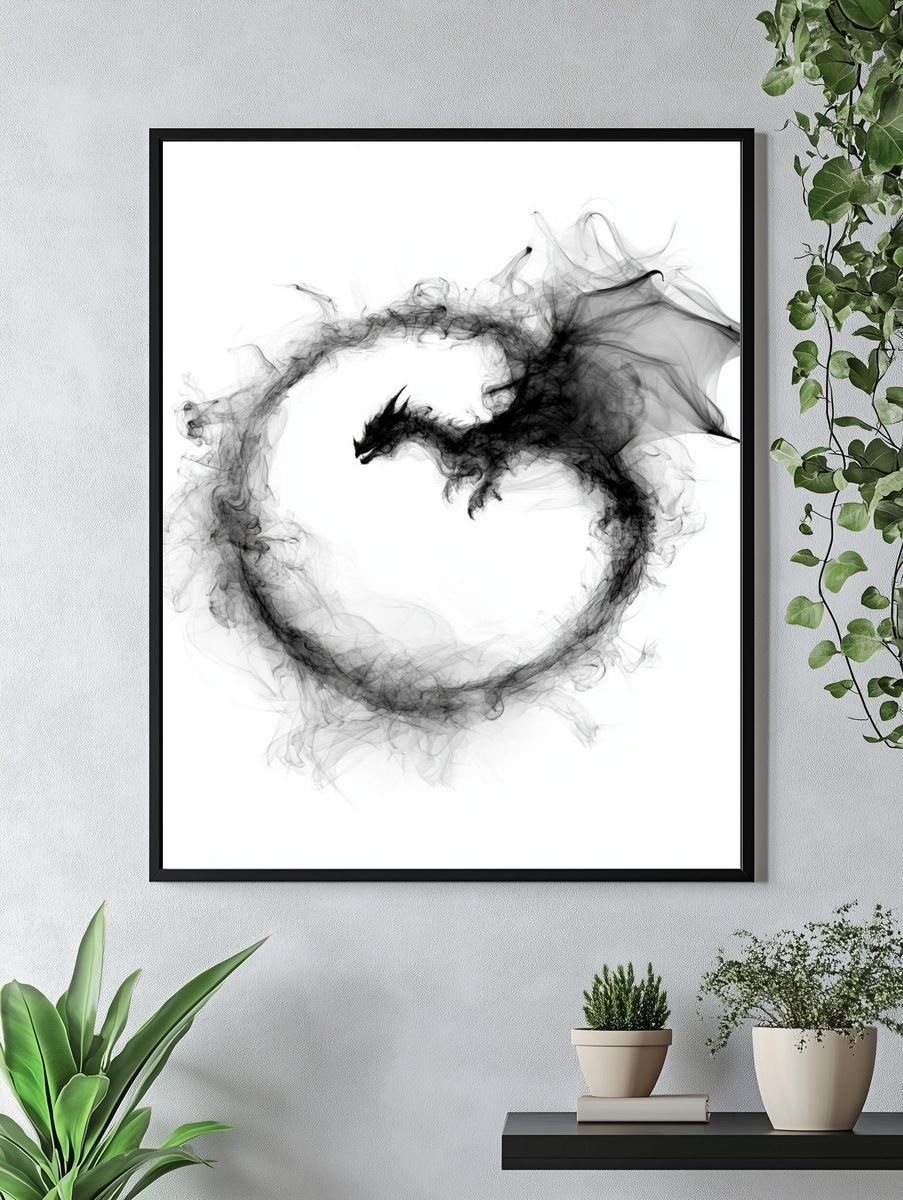 Smoke Dragon Abstract Poster. — room view 4