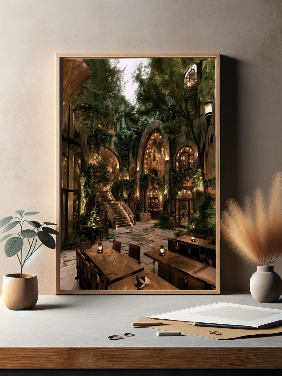 Enchanted Courtyard Interior Print. — room view 2