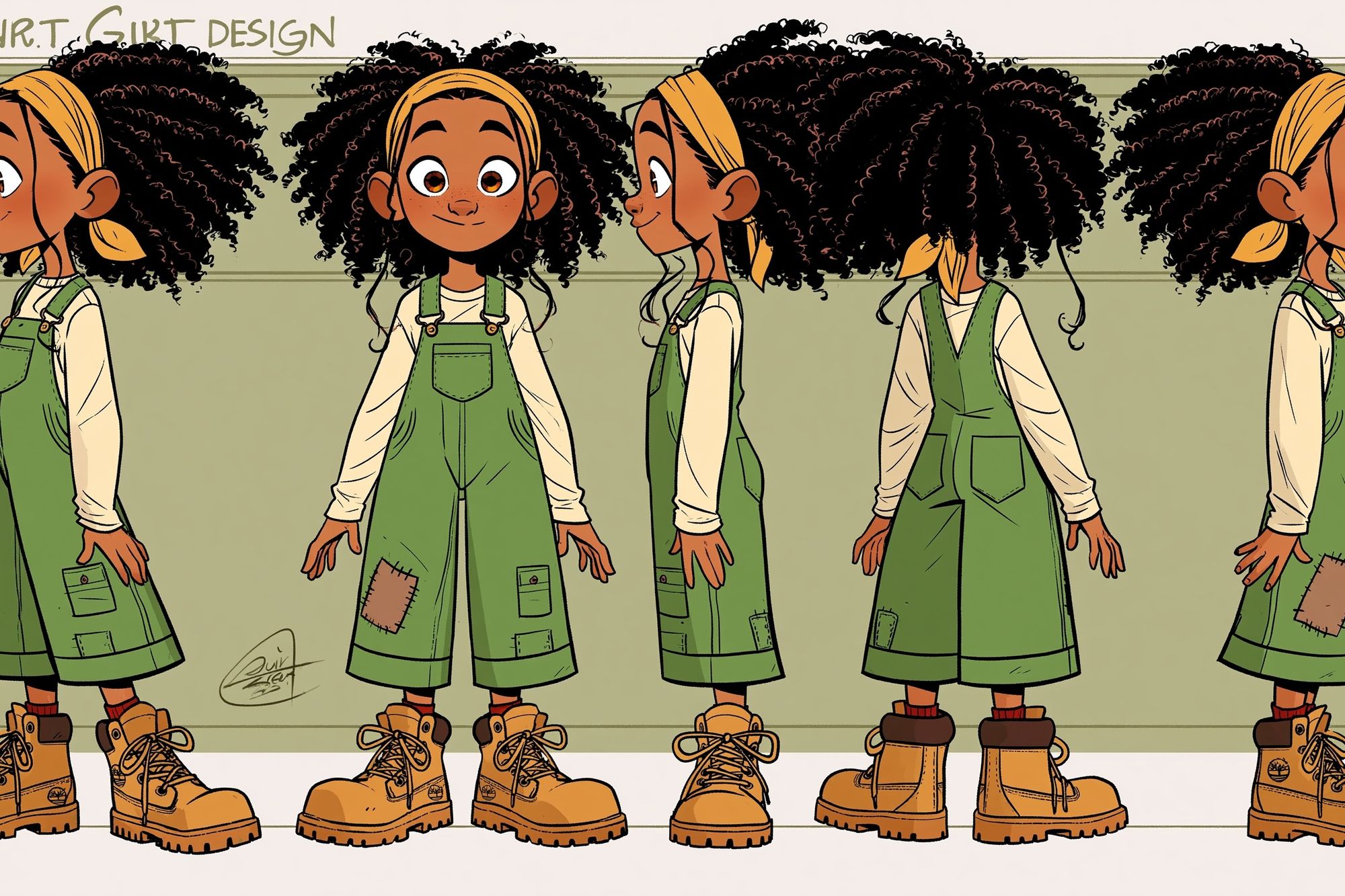 Curly Girl Character Illustration Poster. poster detail