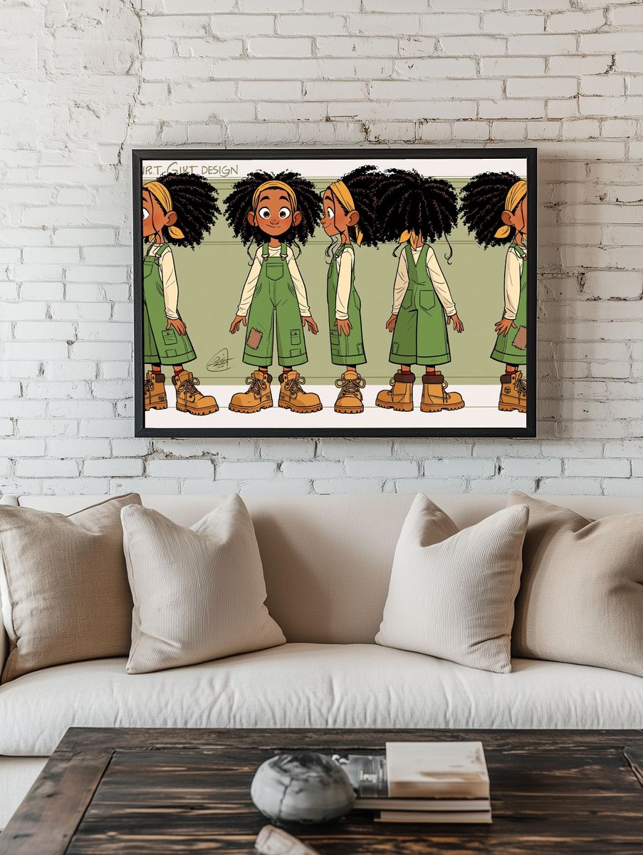 Curly Girl Character Illustration Poster. room preview