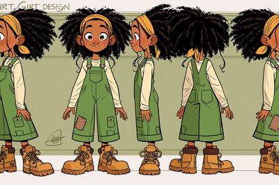 Curly Girl Character Illustration Poster.
