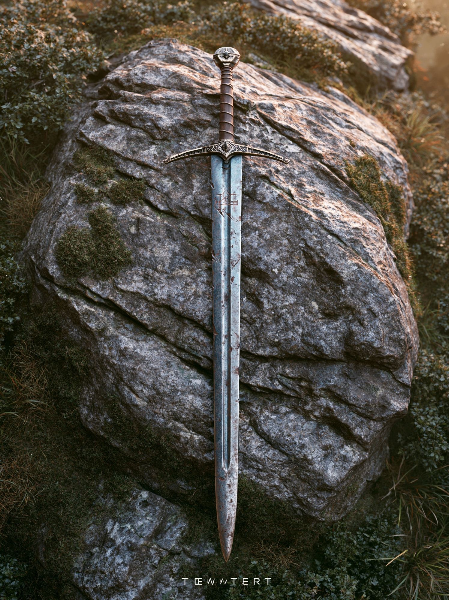 Sword in Stone Fantasy Poster. poster — illustration art