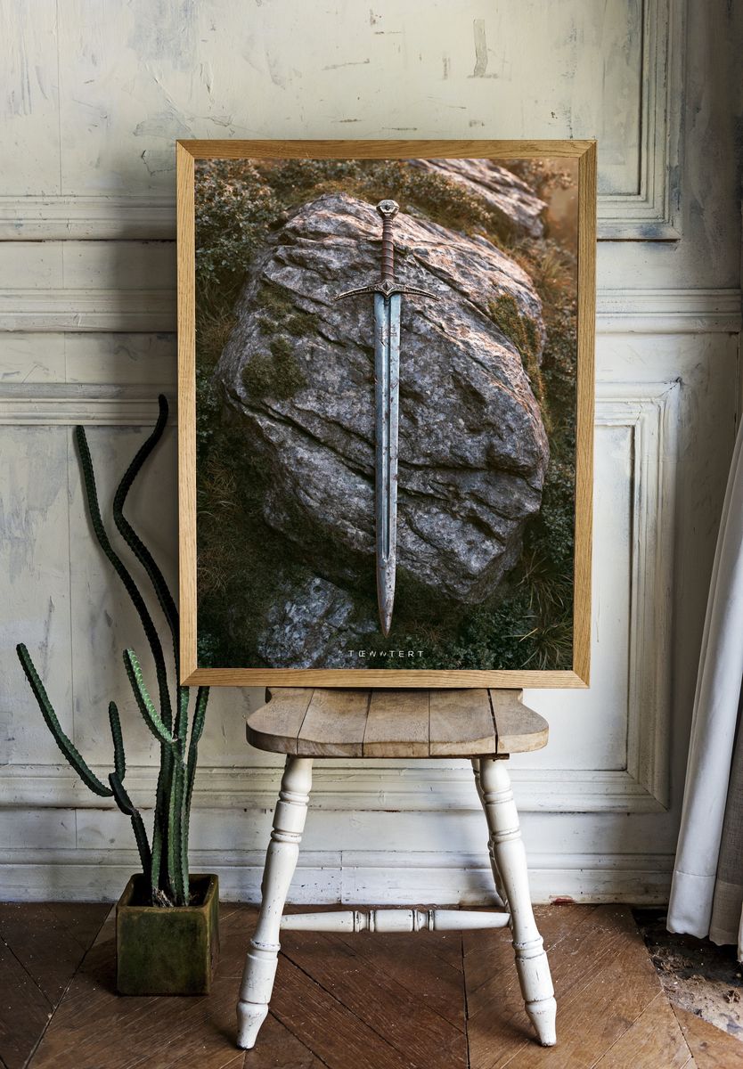 Sword in Stone Fantasy Poster. room preview