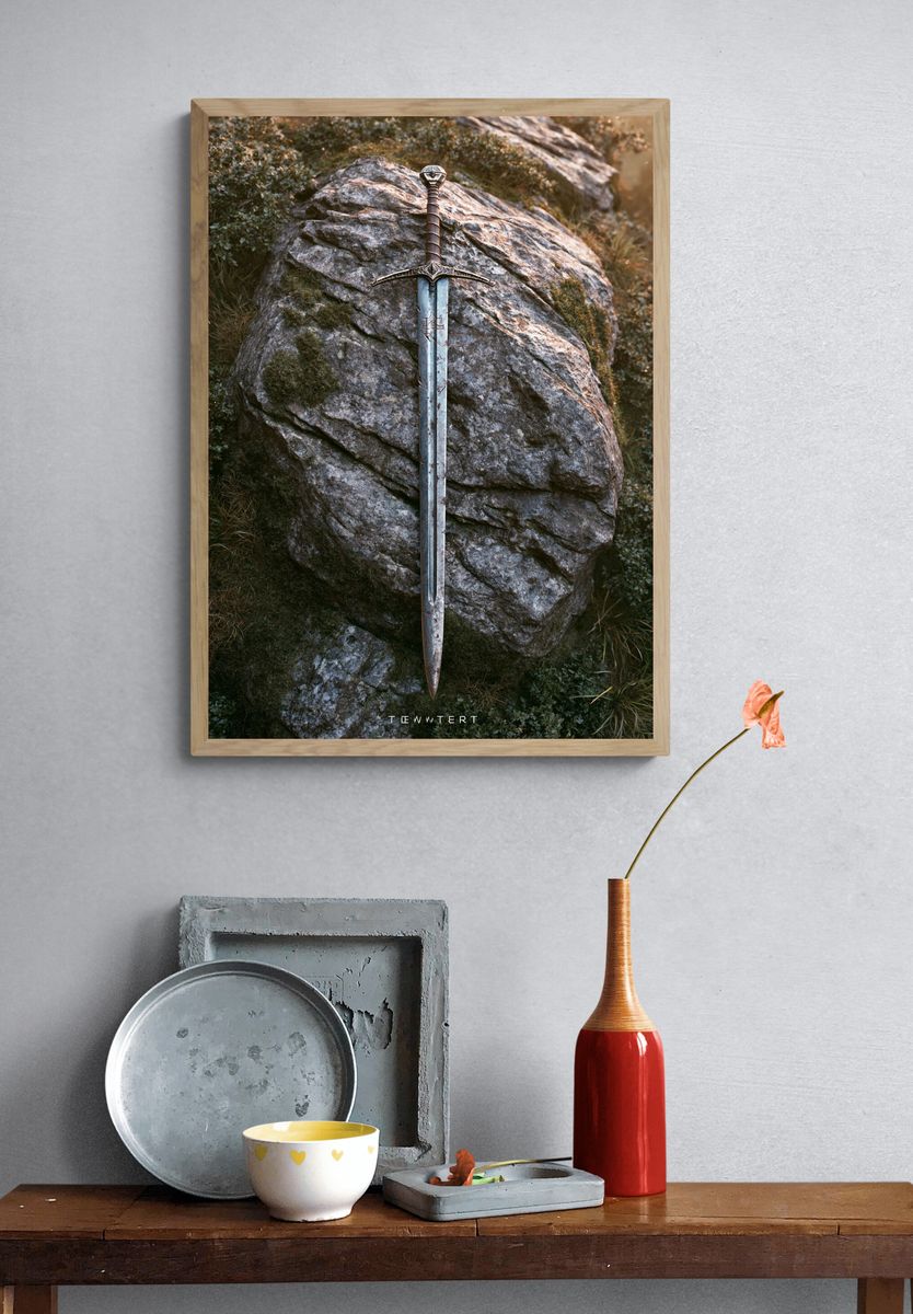 Sword in Stone Fantasy Poster. — room view 3