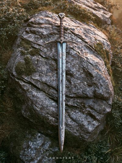 Sword in Stone Fantasy Poster. poster
