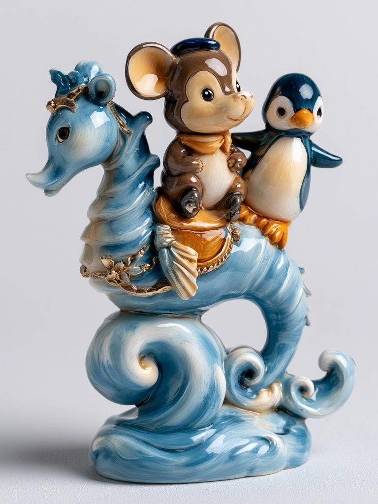 Whimsical Animal Figurine Illustration Print. poster — illustration art