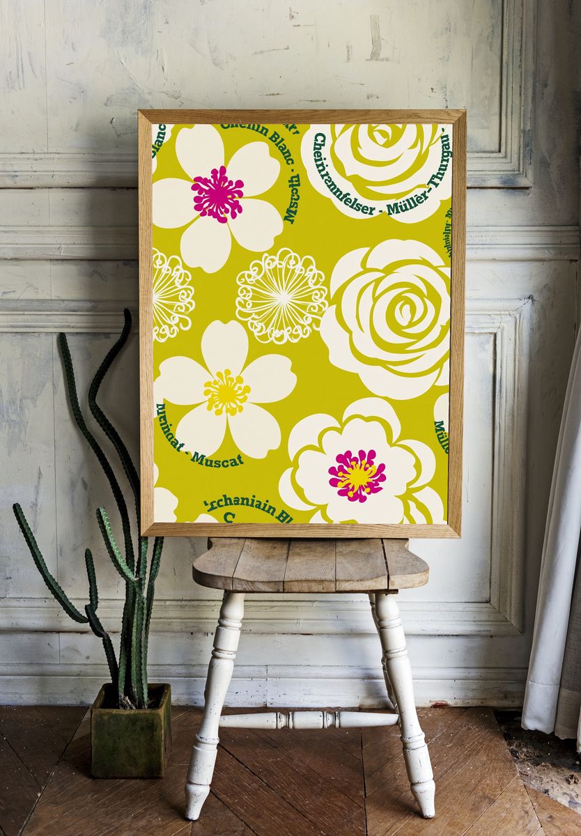 Floral Pattern Typography Print. room preview