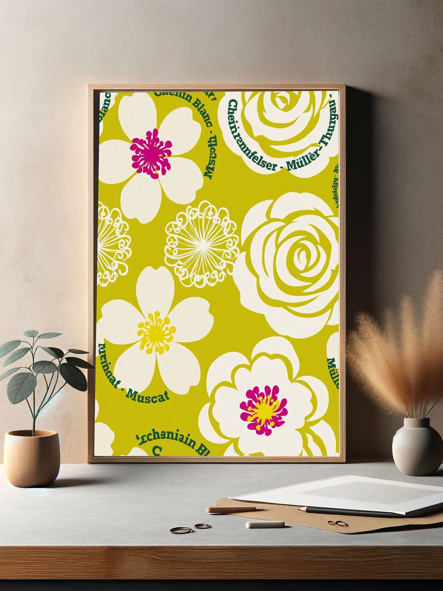 Floral Pattern Typography Print. — room view 2