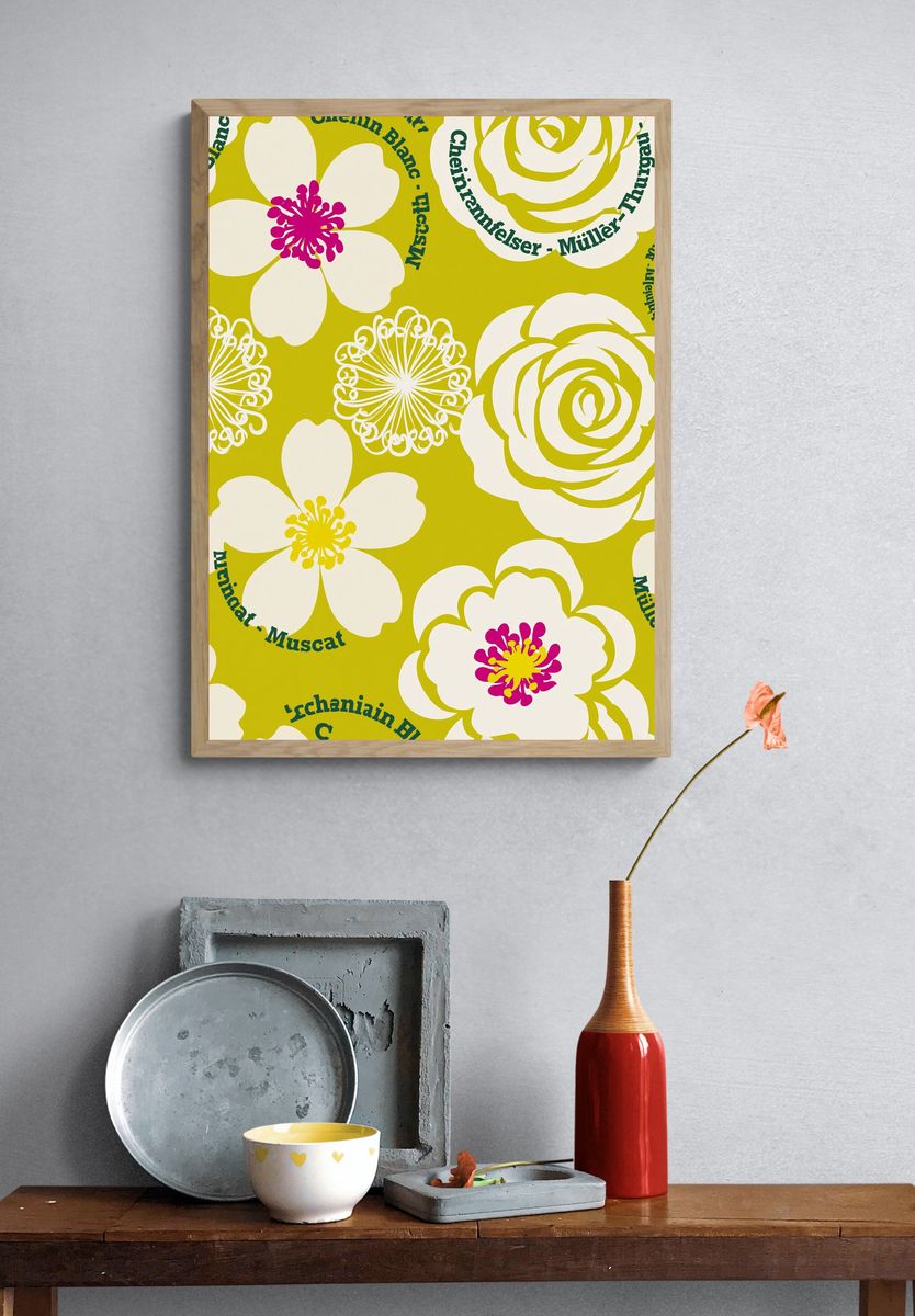 Floral Pattern Typography Print. — room view 3