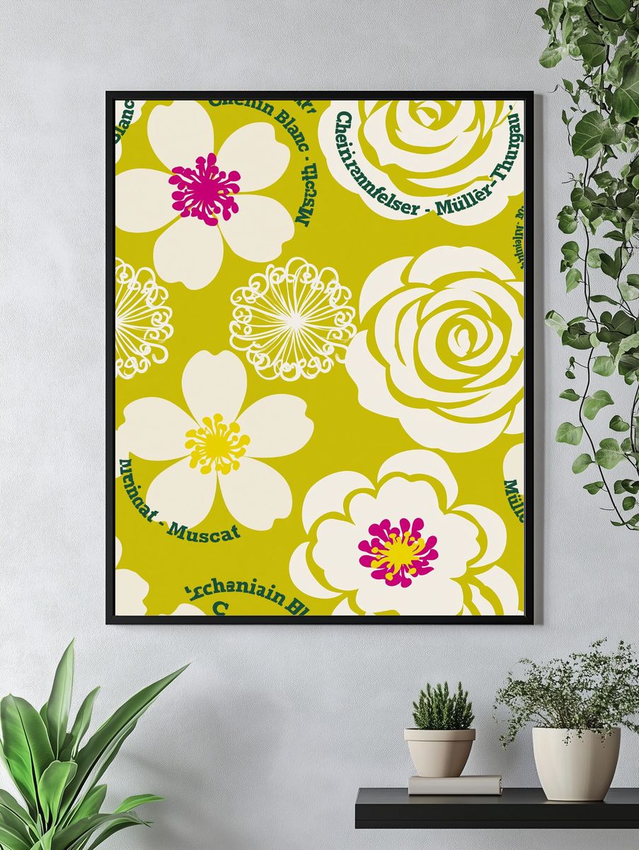 Floral Pattern Typography Print. — room view 4