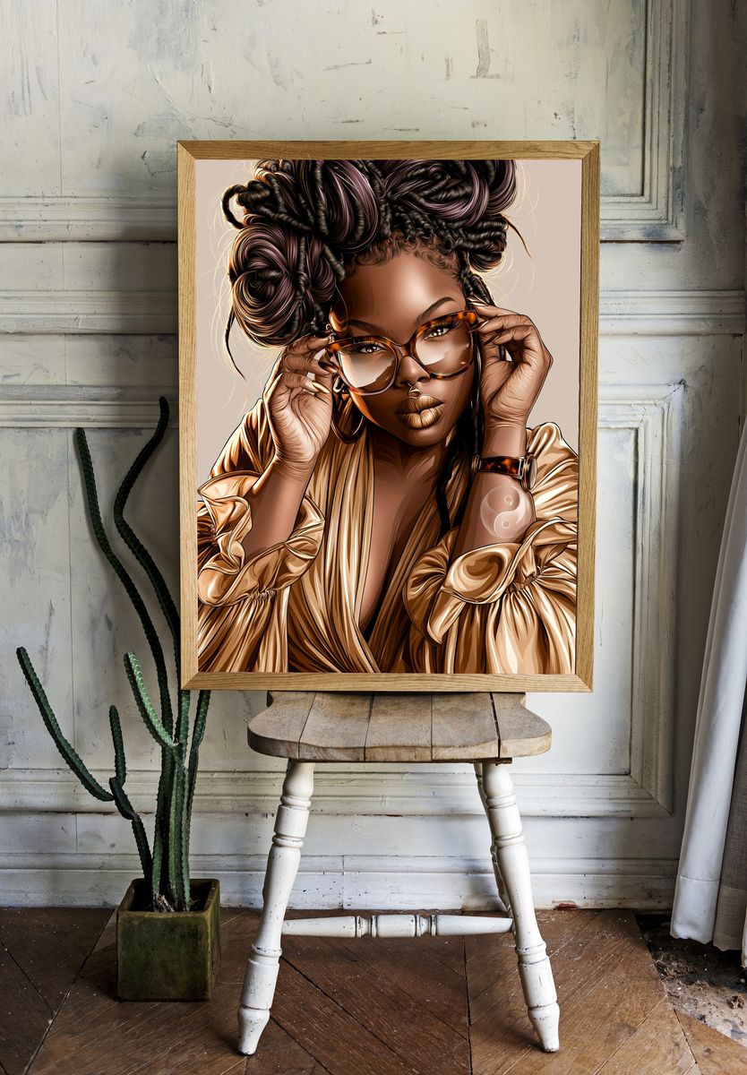 Stylish Portrait Illustration Poster. — room view 1