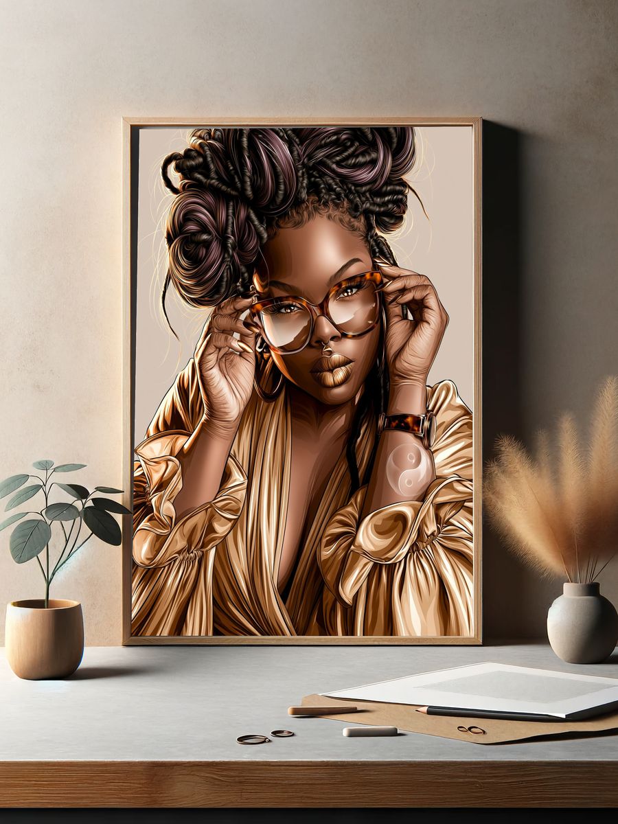 Stylish Portrait Illustration Poster. — room view 2
