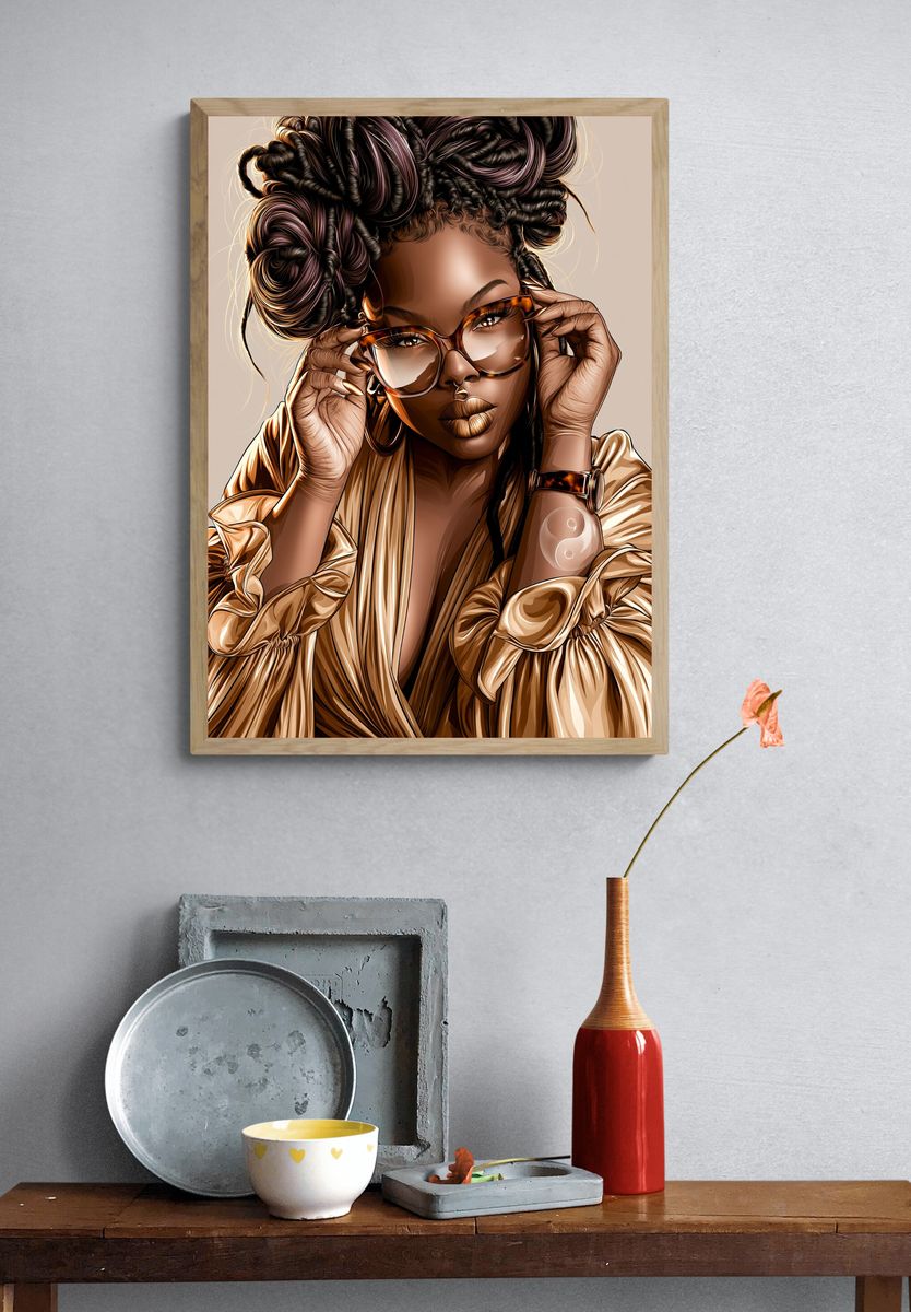 Stylish Portrait Illustration Poster. — room view 3