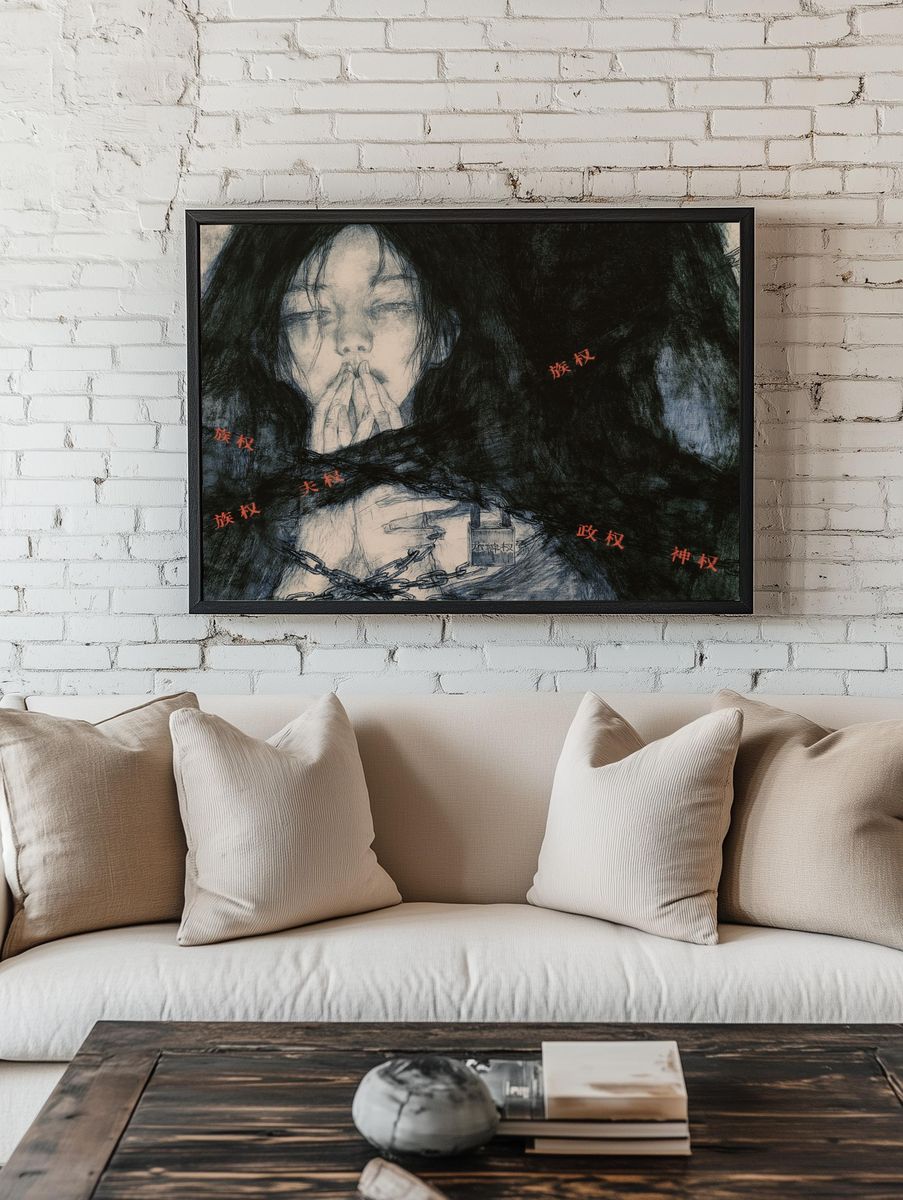 Bound Silence Illustration Poster. — room view 1