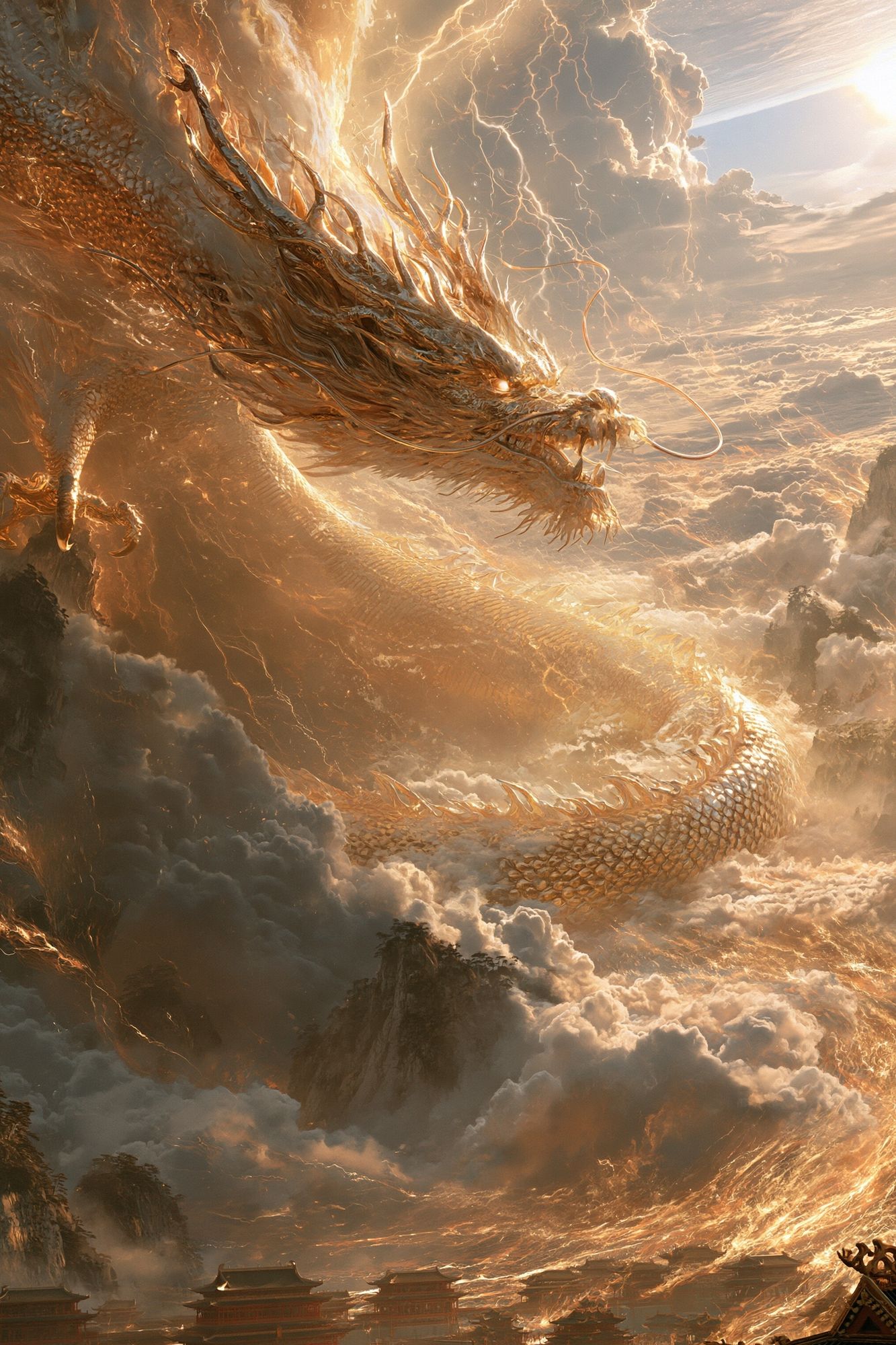 Celestial Dragon Storm Poster. poster — illustration art