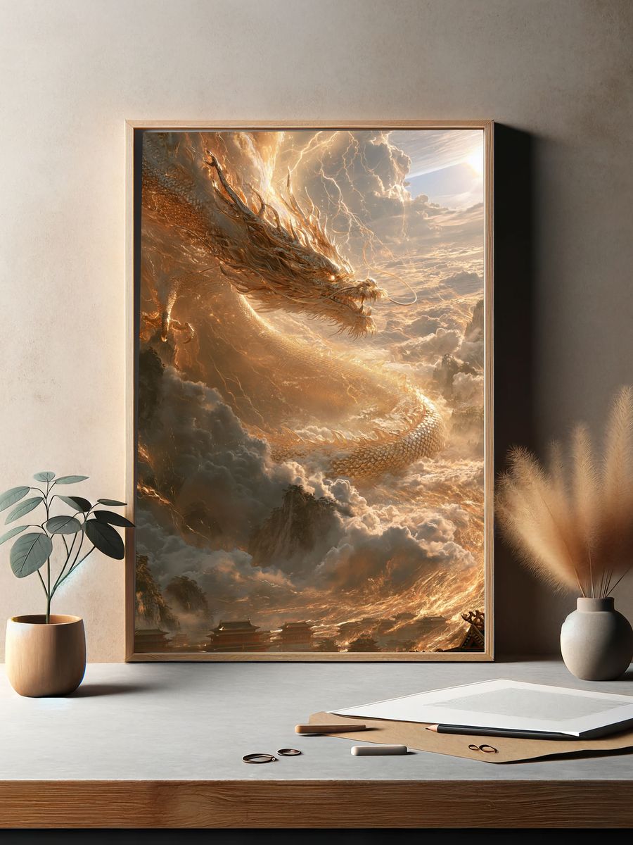 Celestial Dragon Storm Poster. — room view 2
