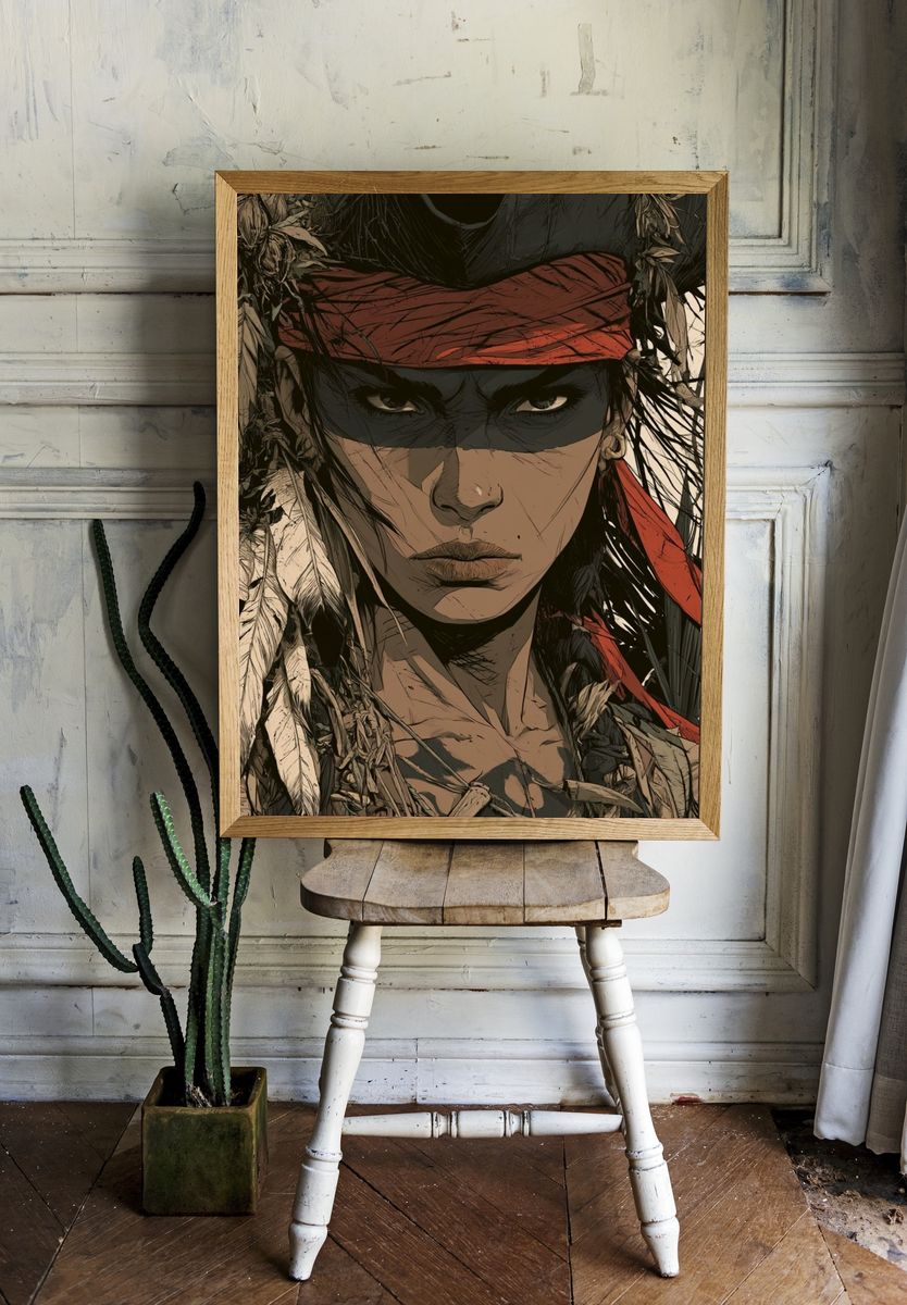 Warrior Portrait Illustration Poster. — room view 1