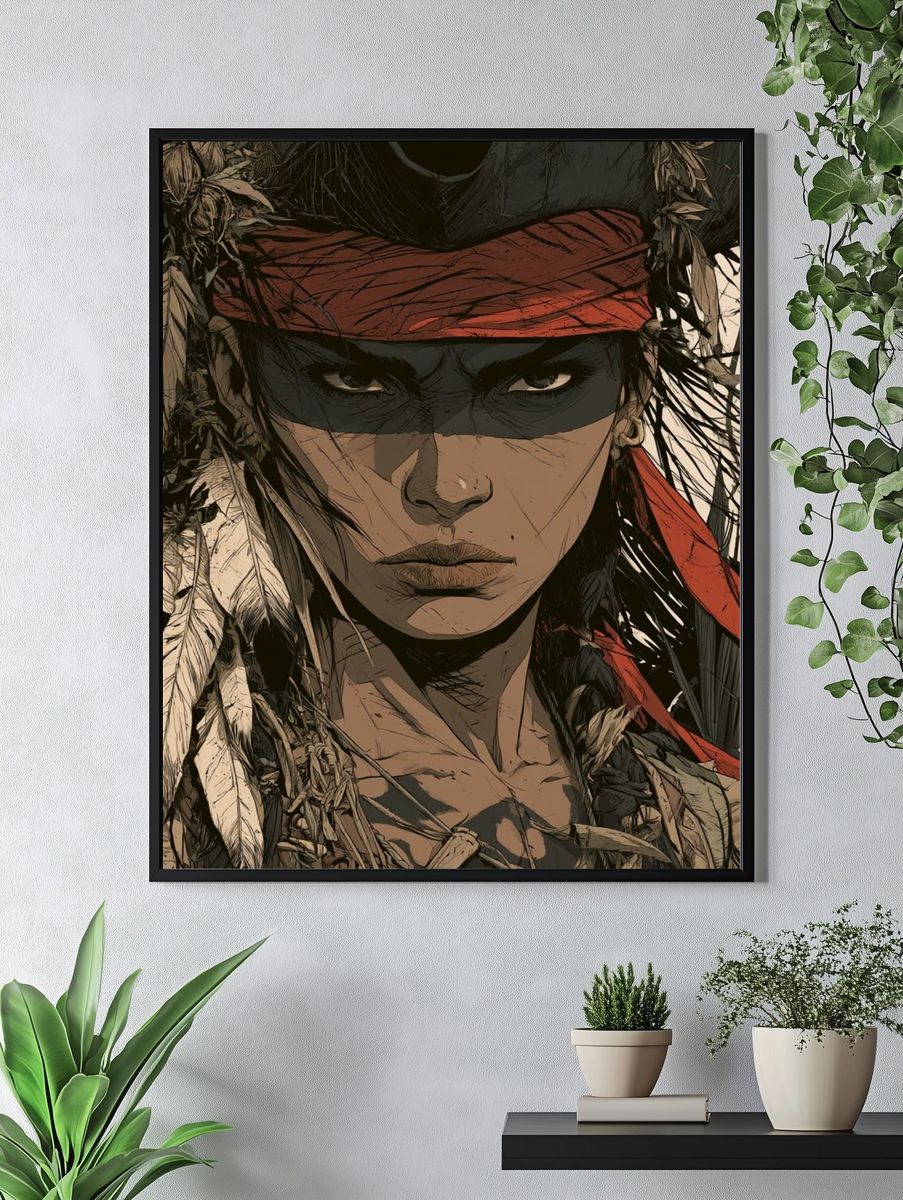 Warrior Portrait Illustration Poster. — room view 4