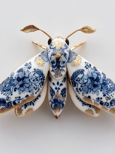 Porcelain Moth Illustration Print.