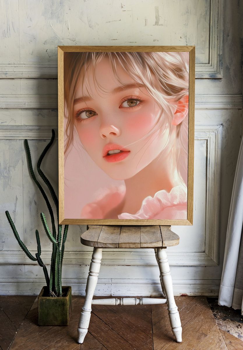 Soft Portrait Illustration Print. room preview