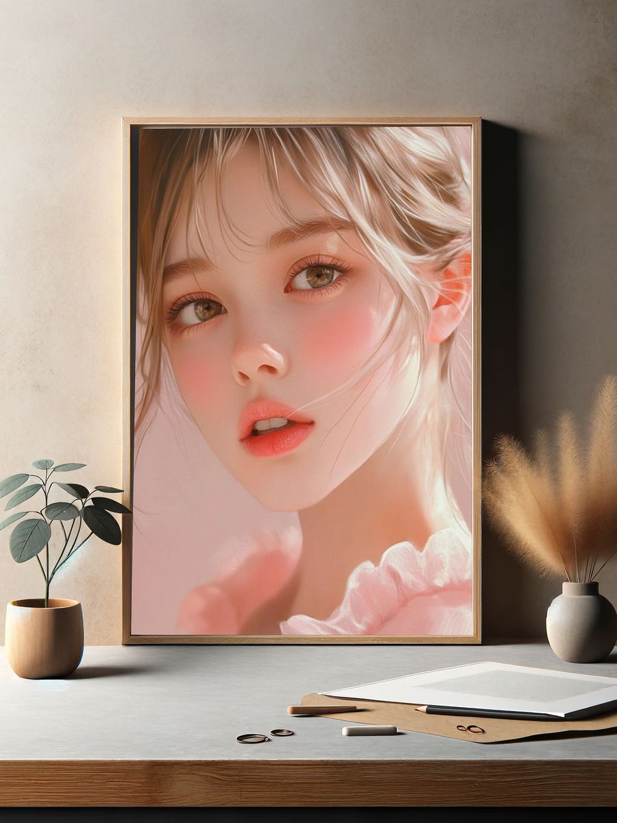 Soft Portrait Illustration Print. — room view 2