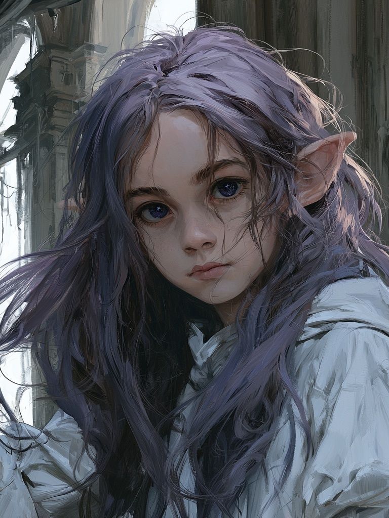 Elf Girl Portrait Illustration Poster. poster detail