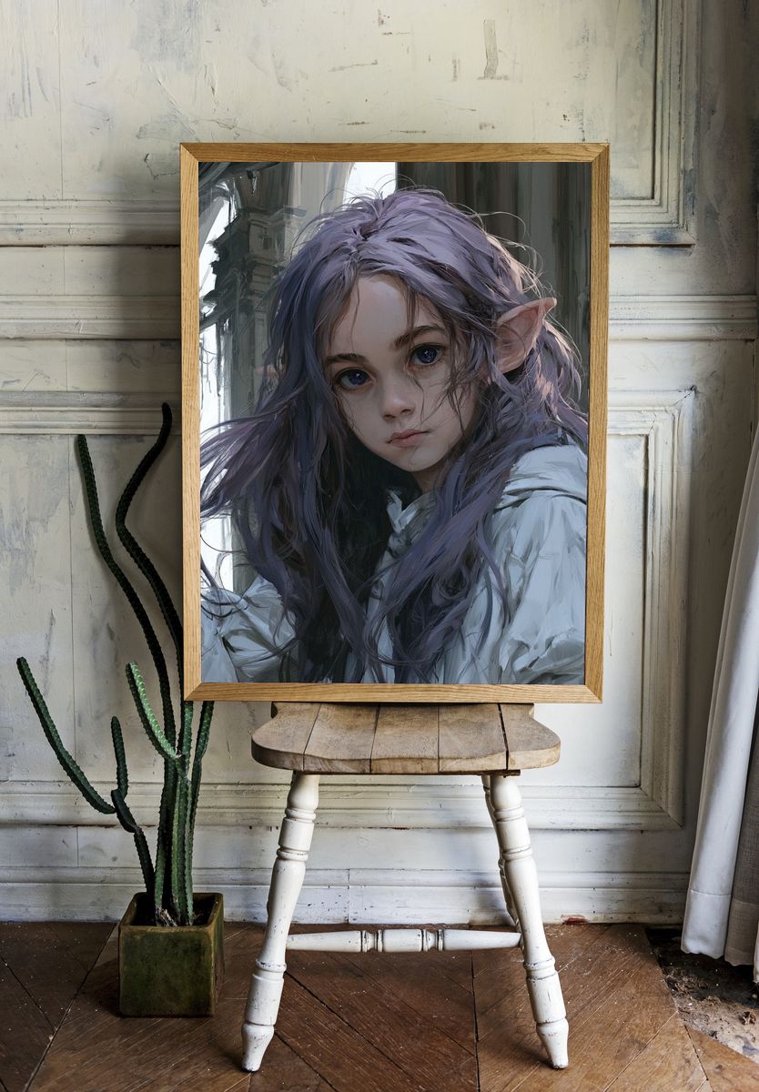 Elf Girl Portrait Illustration Poster. — room view 1