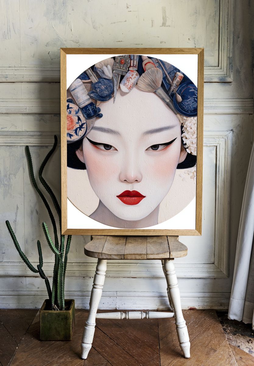 Geisha Portrait Illustration Poster. room preview