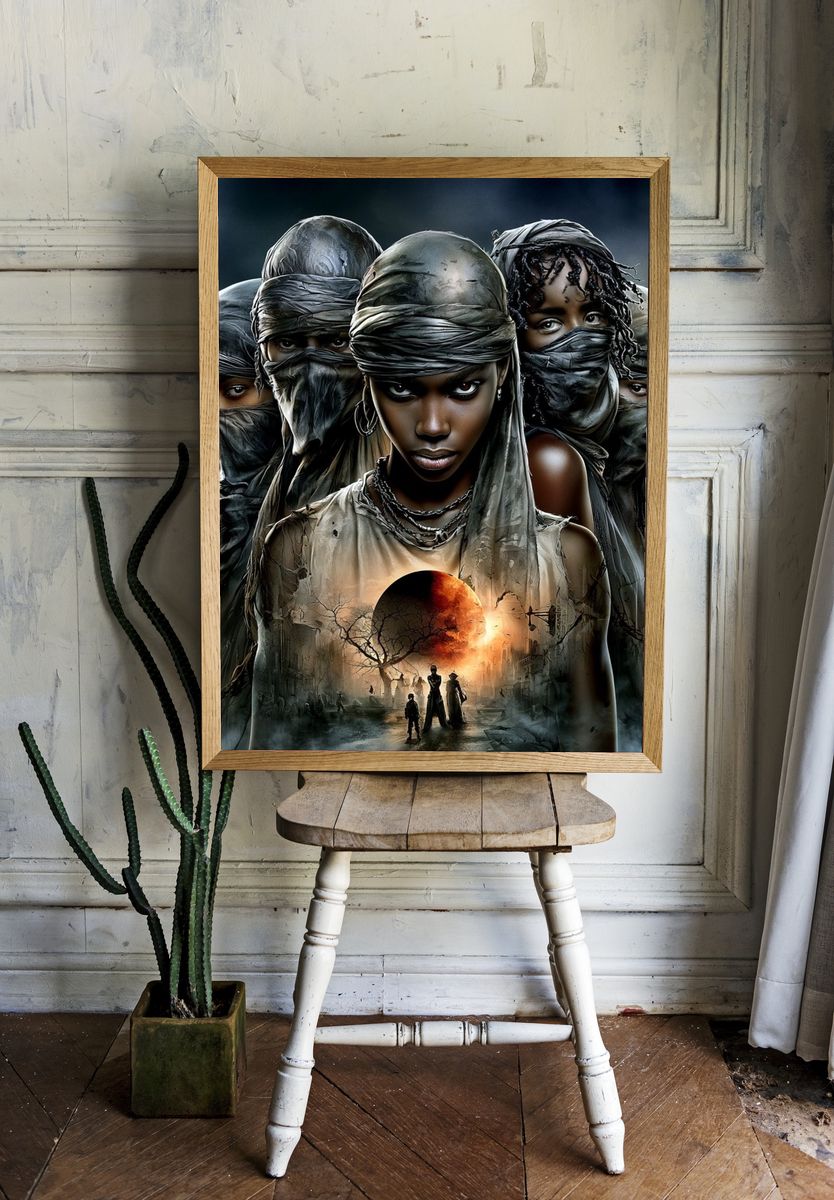 Surreal Desert Guardians Print. room preview