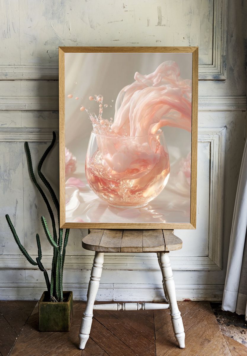 Pink Splash Still Life Print. room preview