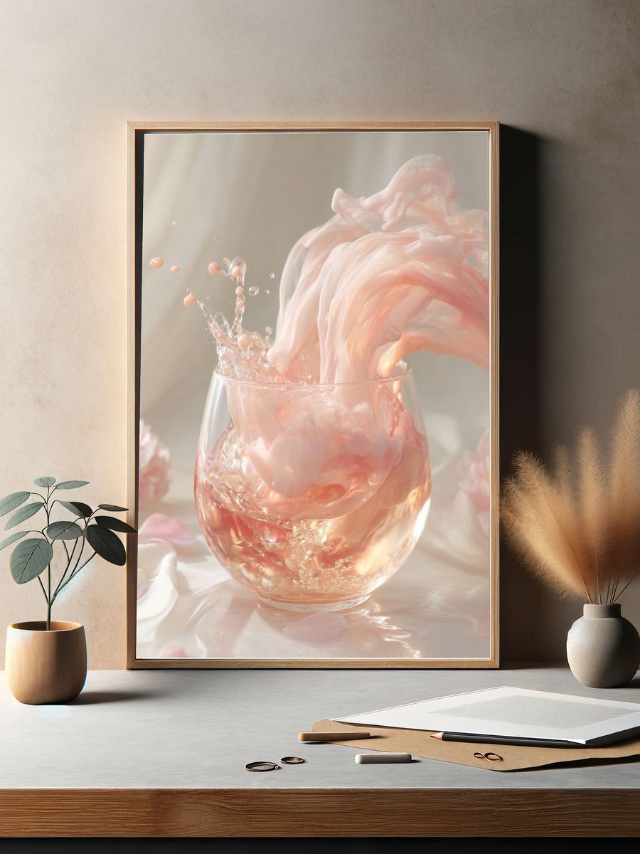 Pink Splash Still Life Print. — room view 2