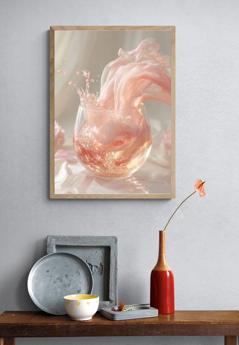 Pink Splash Still Life Print. — room view 3