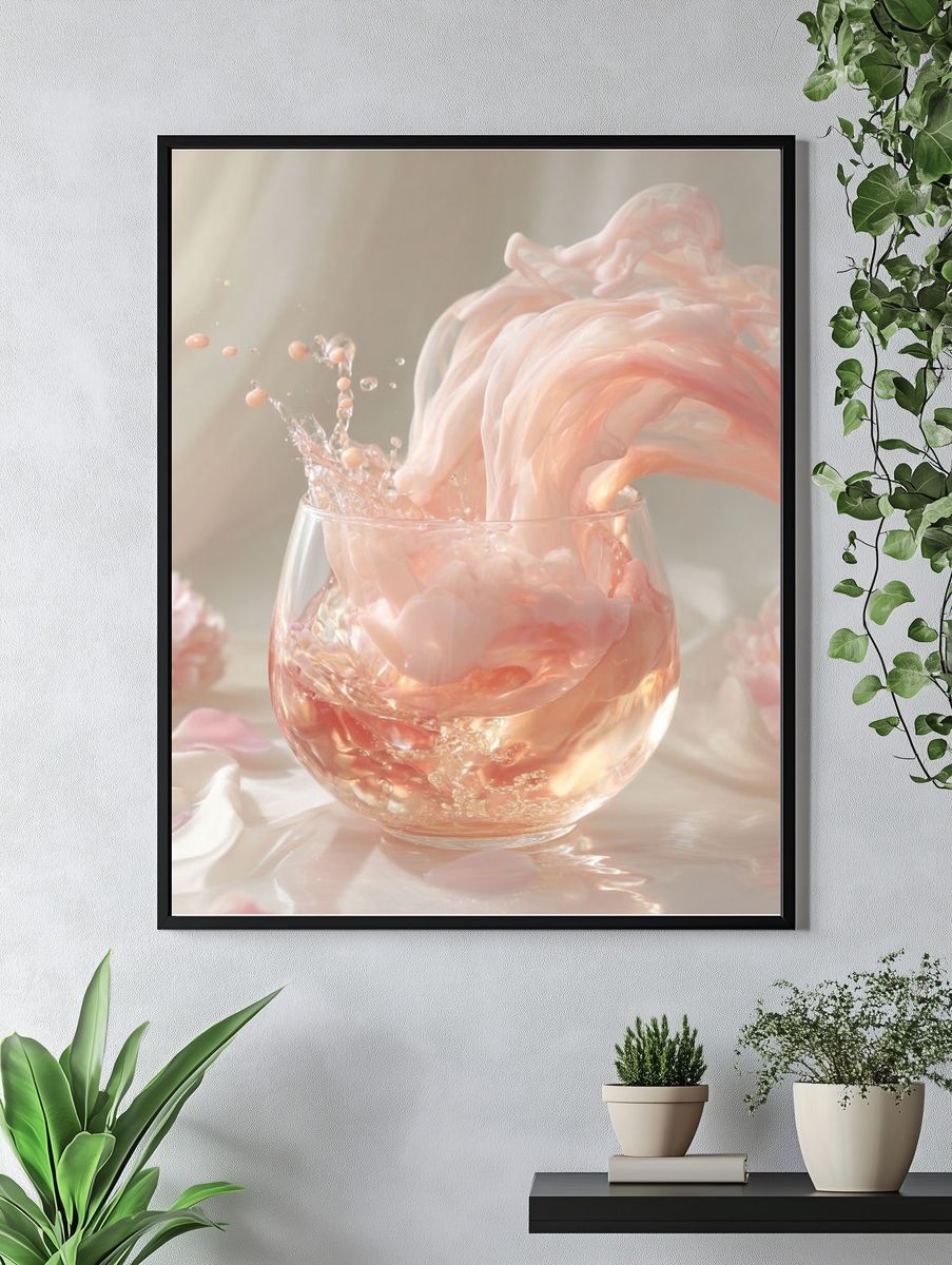 Pink Splash Still Life Print. — room view 4