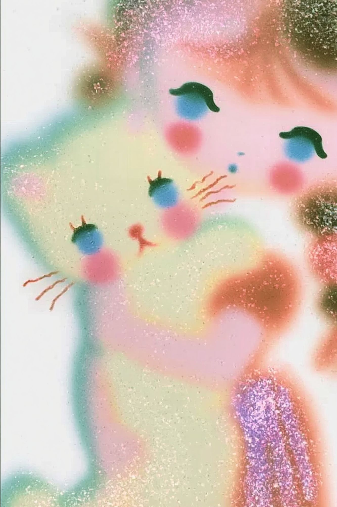 Pastel Cat Face Illustration Poster. poster detail