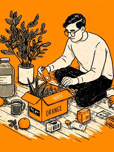 Orange Packaging Illustration Poster. poster