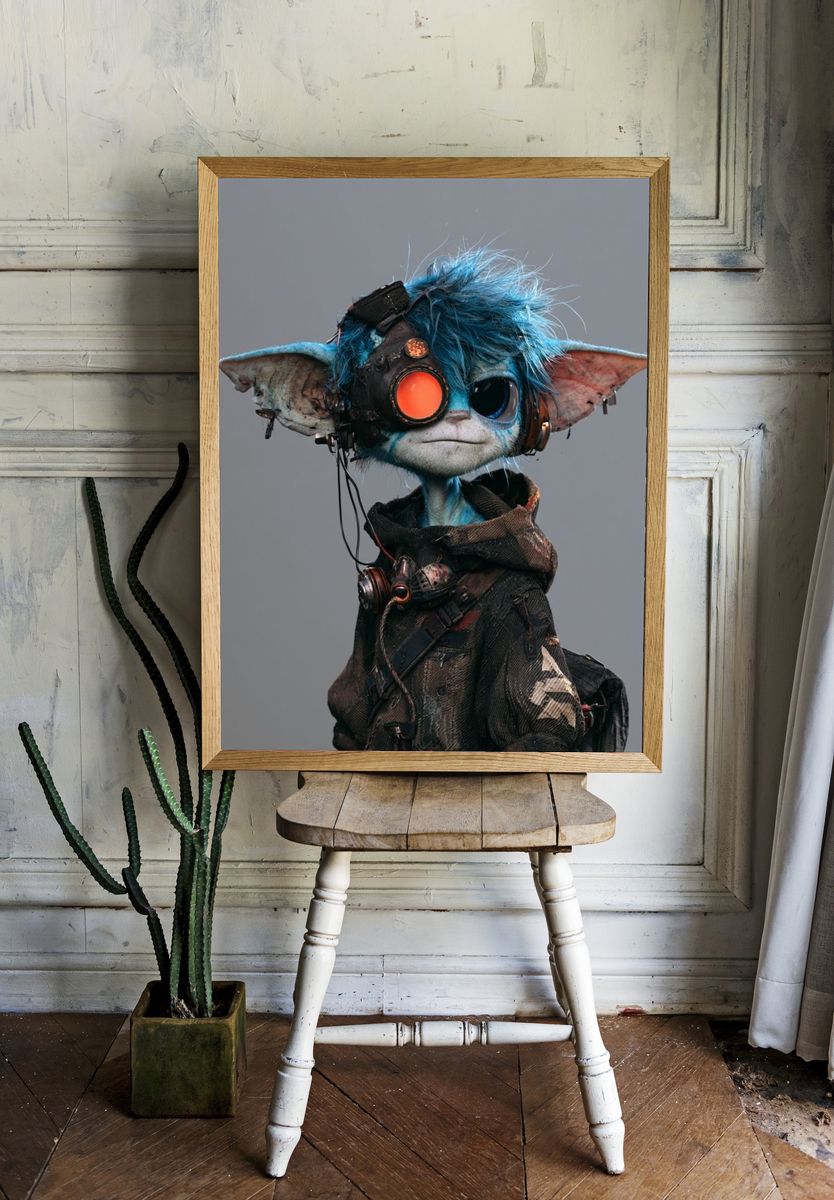 Cyberpunk Goblin Portrait Print. — room view 1
