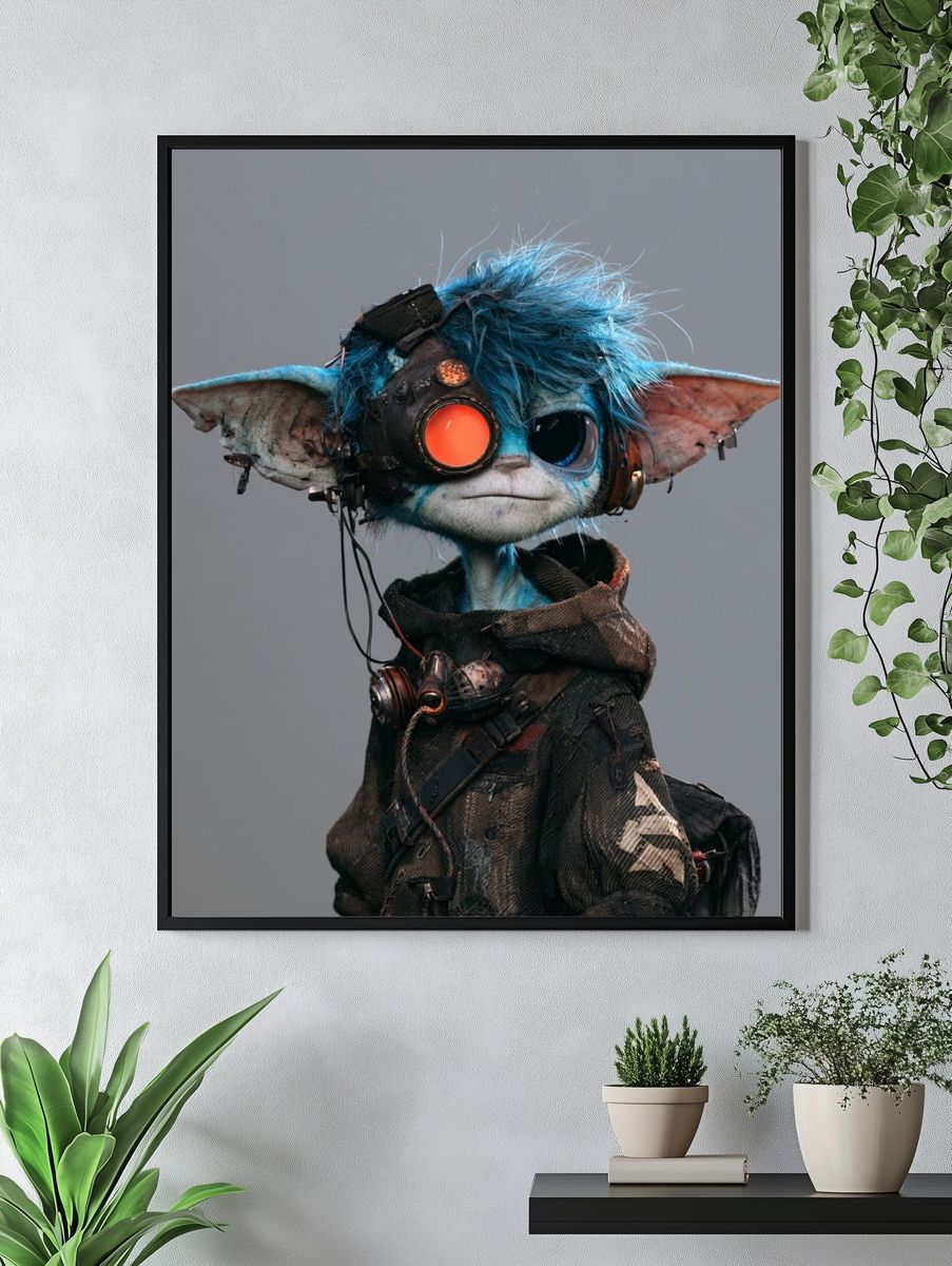 Cyberpunk Goblin Portrait Print. — room view 4