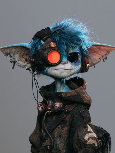 Cyberpunk Goblin Portrait Print. poster