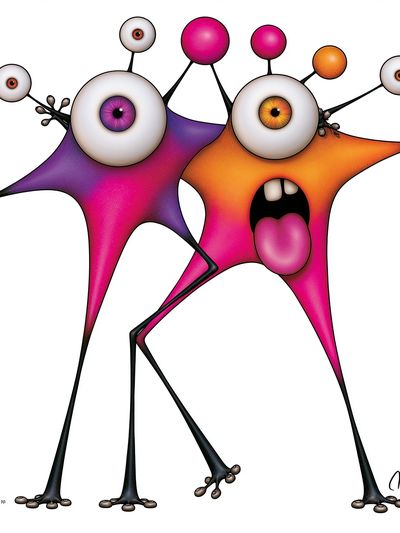 Surreal Monster Duo Illustration Poster.