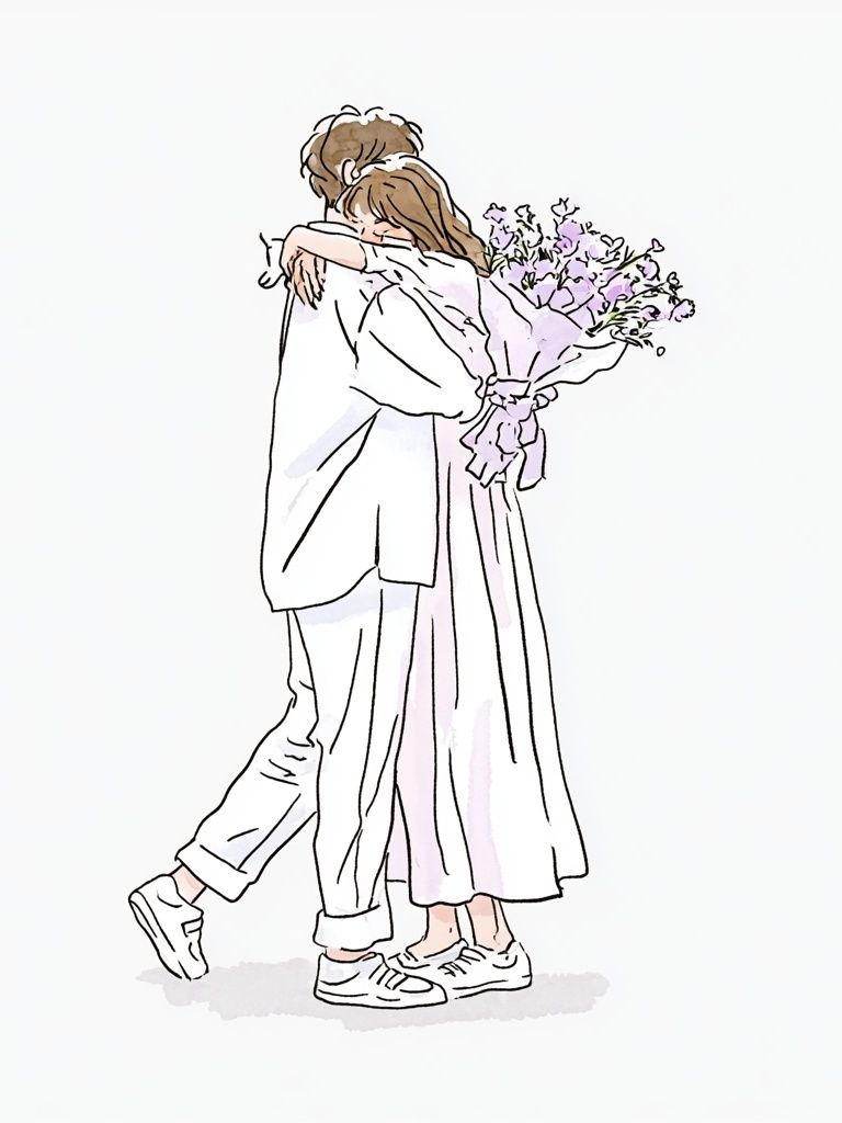 Tender Embrace Illustration Poster. poster — illustration art