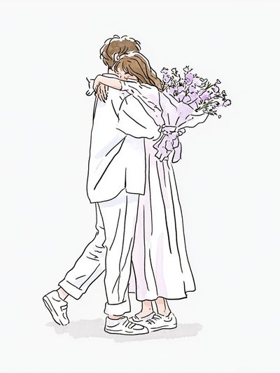 Tender Embrace Illustration Poster.