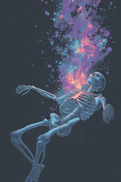 Cosmic Skeleton Surrealism Poster. poster