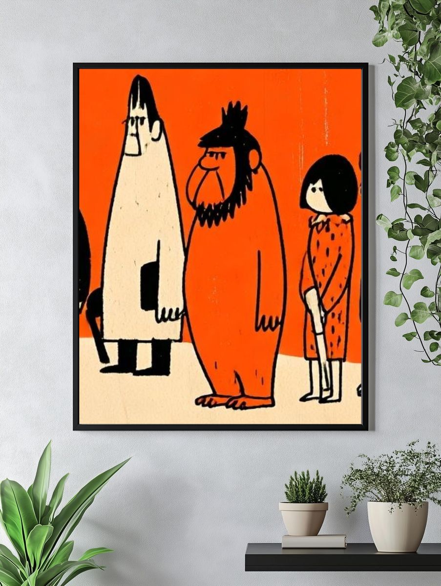 Quirky Character Group Illustration Poster. — room view 4