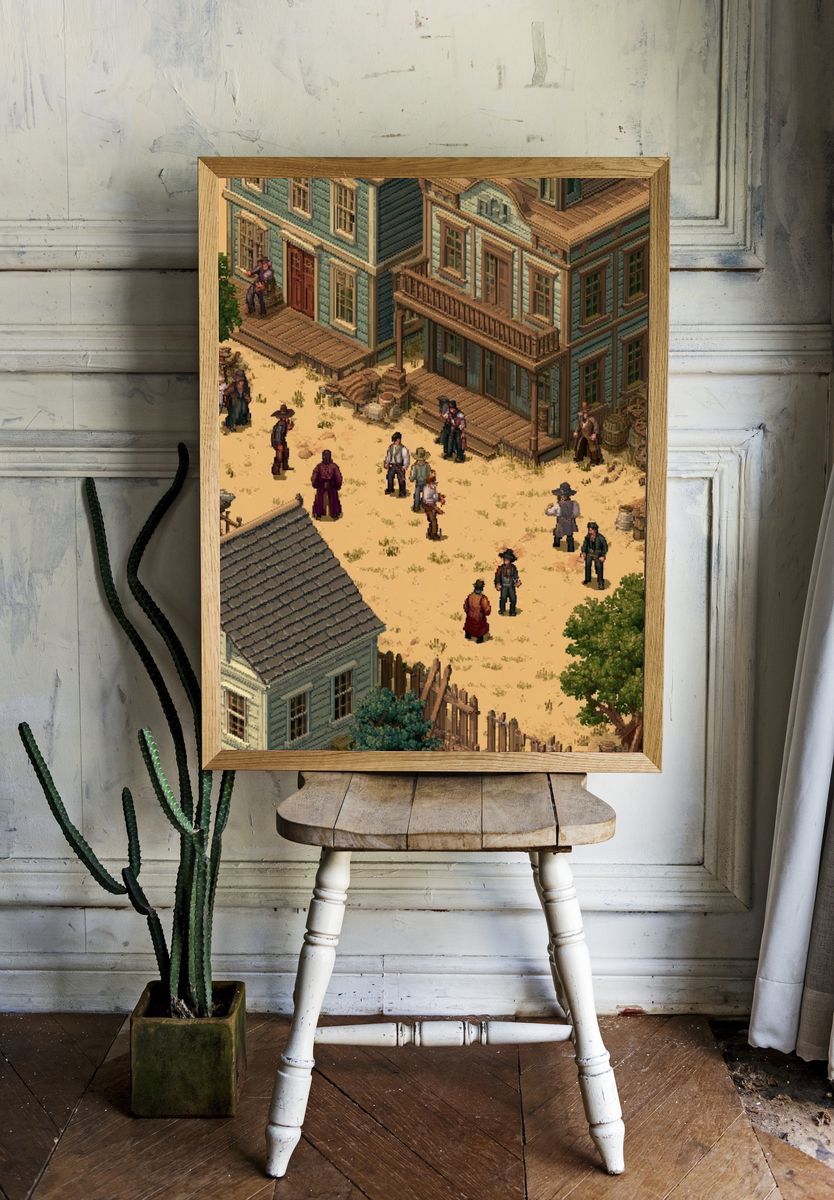 Western Town Pixel Art Poster. — room view 1