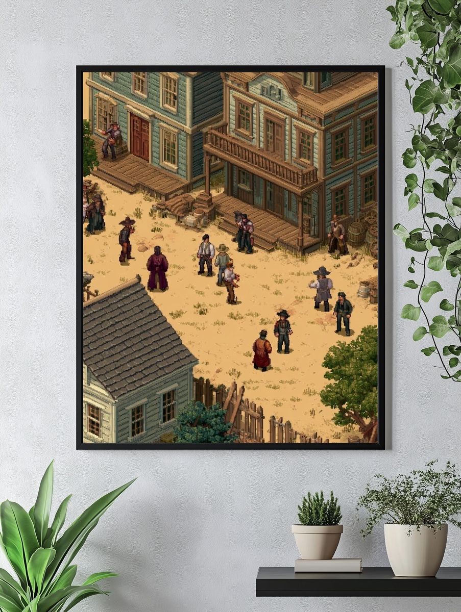 Western Town Pixel Art Poster. — room view 4