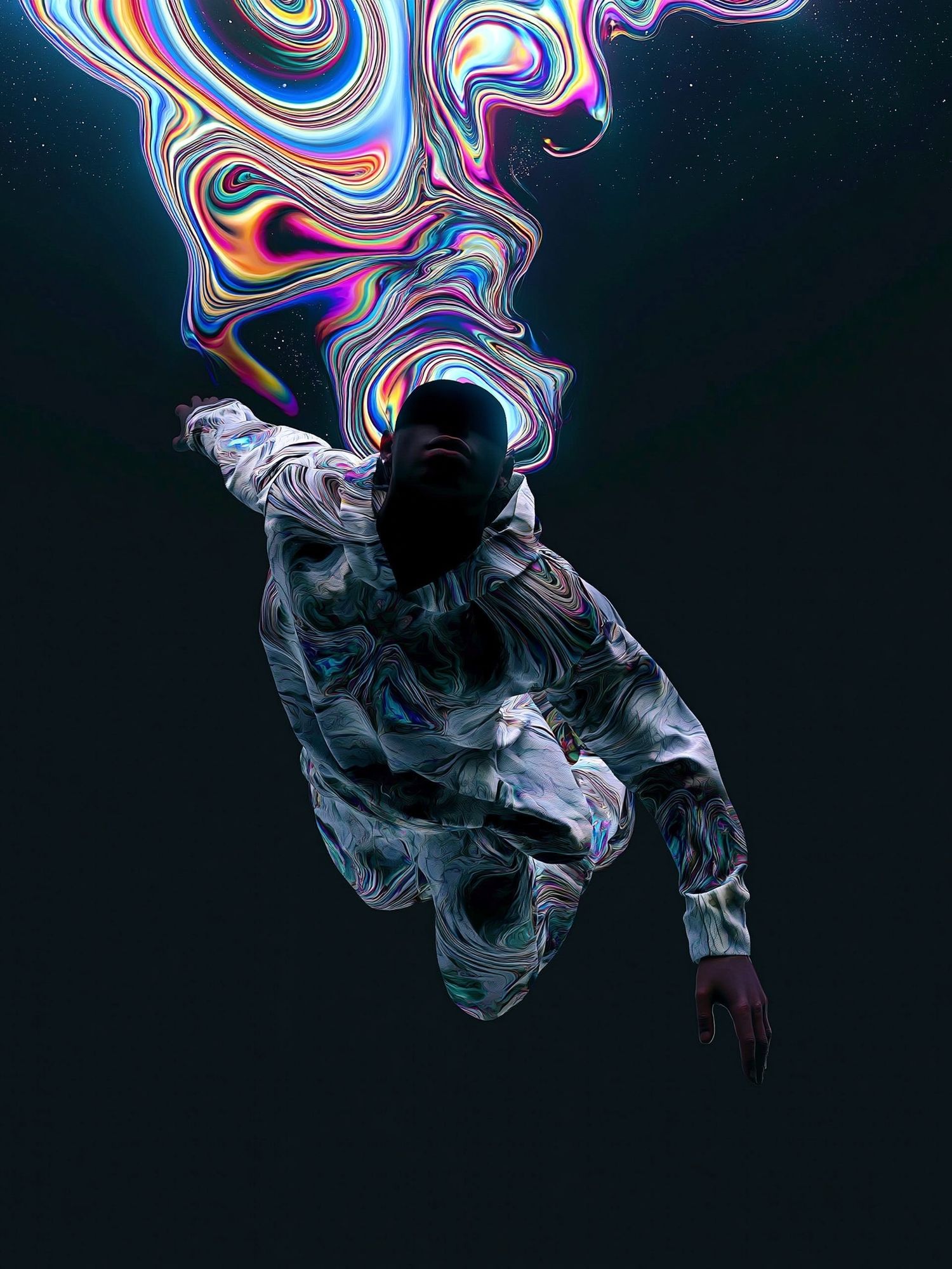 Cosmic Drift Figure Illustration Poster. poster — illustration art