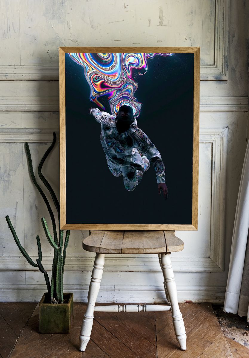 Cosmic Drift Figure Illustration Poster. — room view 1