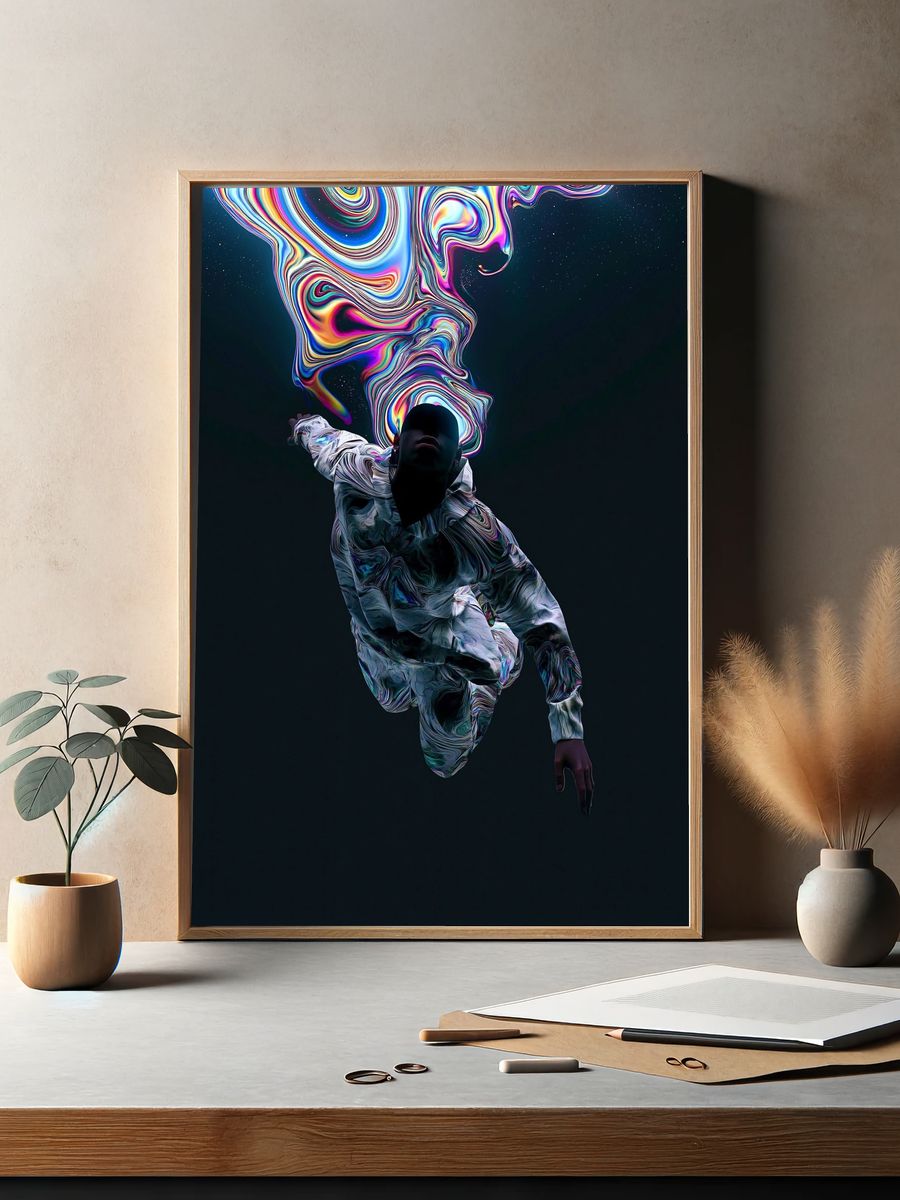 Cosmic Drift Figure Illustration Poster. — room view 2