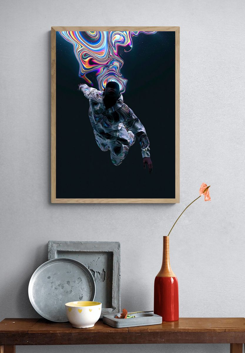 Cosmic Drift Figure Illustration Poster. — room view 3